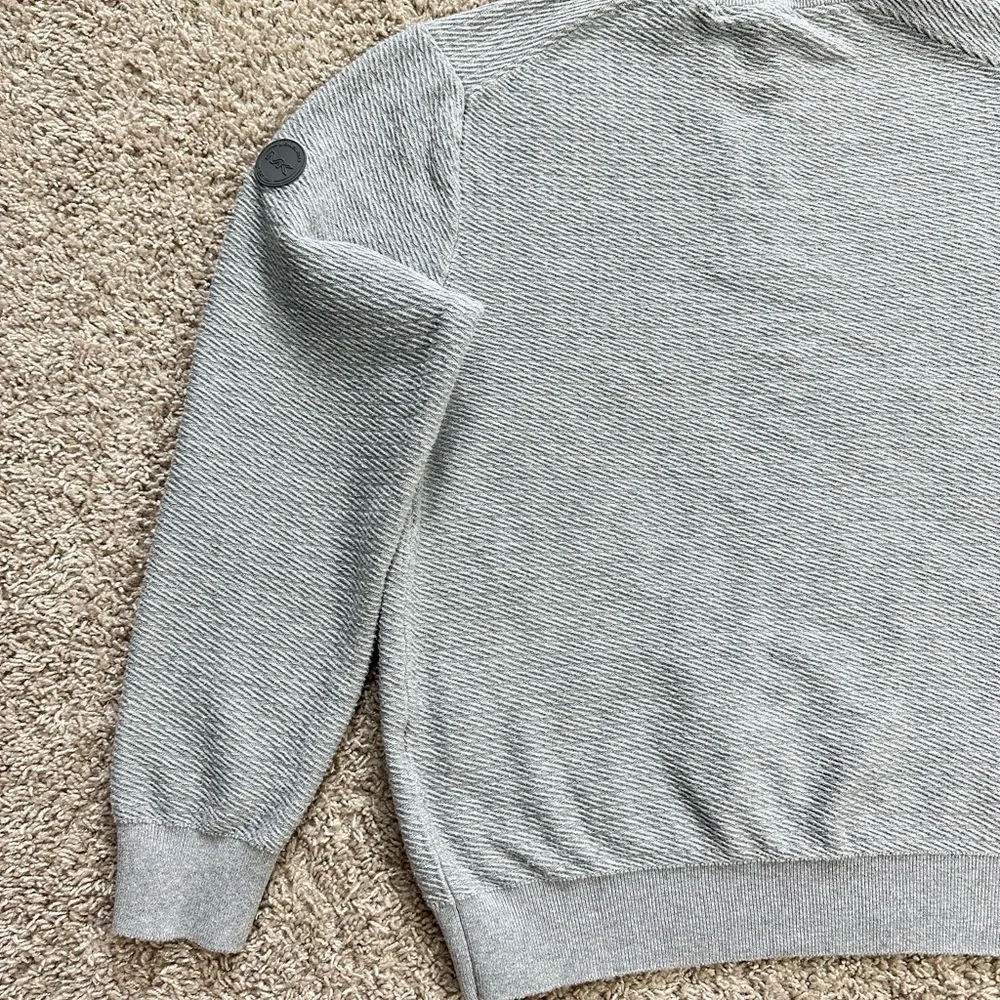 #2520  Michael Kors Sz L Heather Gray Sweater 1/4 Zipper 100% Cotton